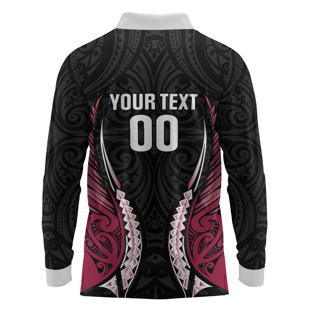 North Harbour 2026 Rugby Custom Long Sleeve Polo Shirt NZ Maori Silver Fern LT14 - Polynesian Pride