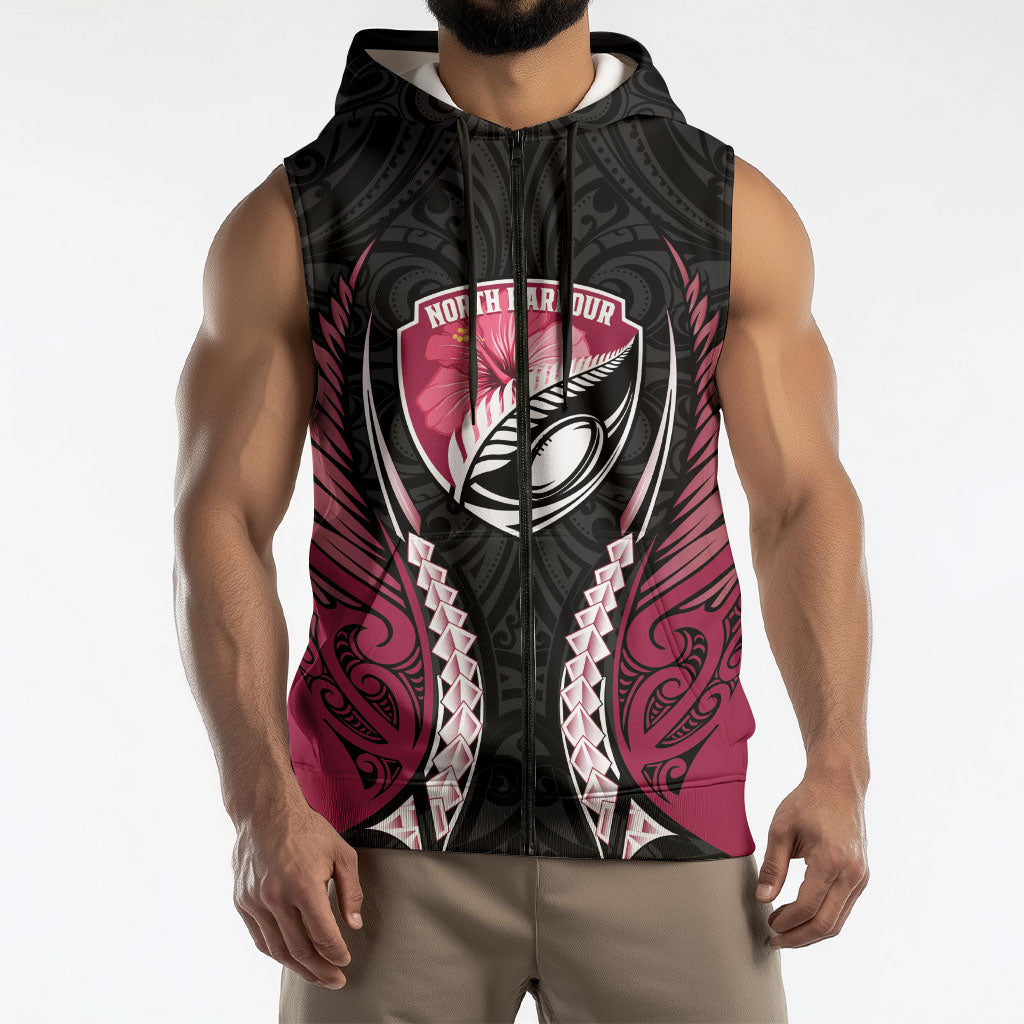 North Harbour 2026 Rugby Custom Sleeveless Zip Hoodie NZ Maori Silver Fern LT14 - Polynesian Pride