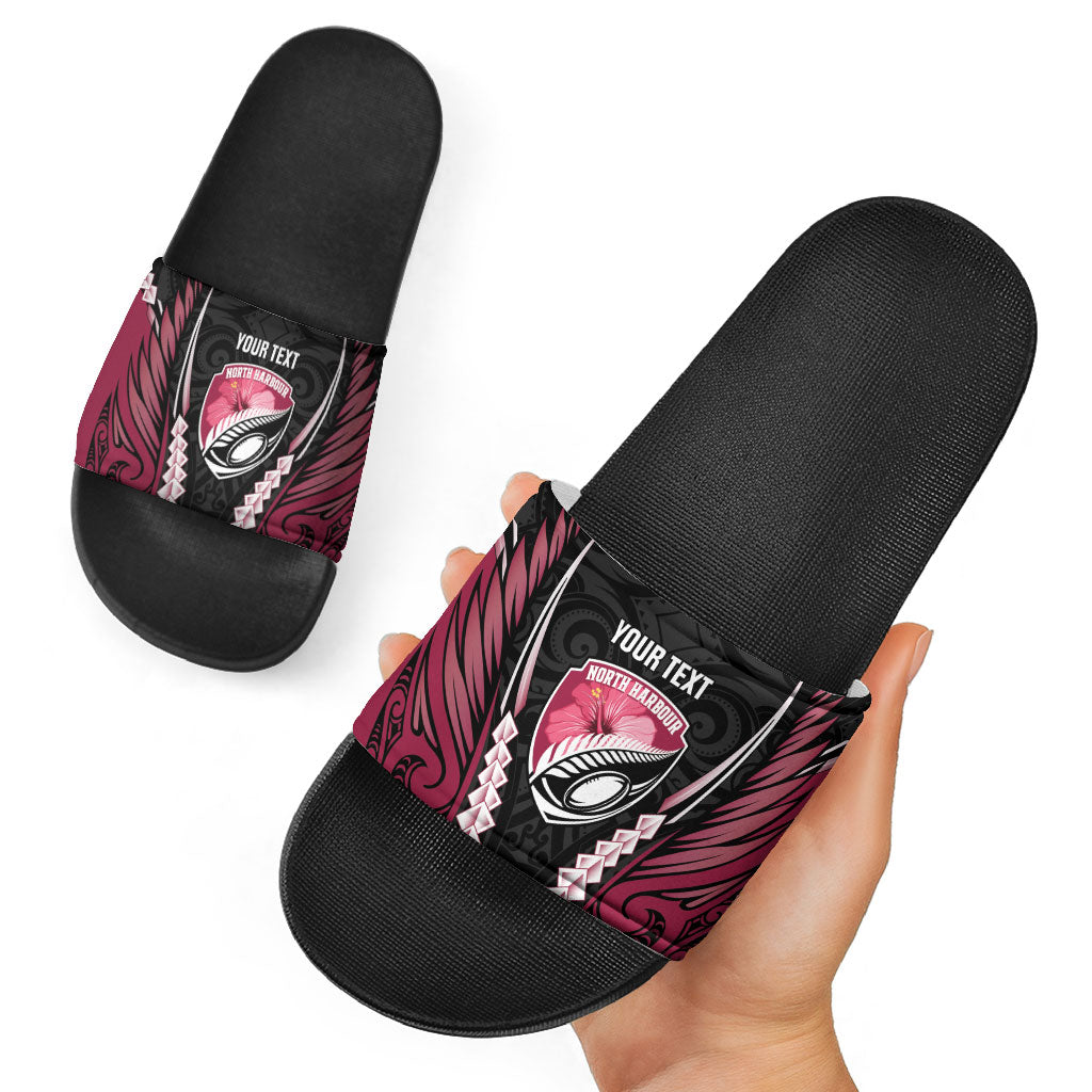 North Harbour 2026 Rugby Custom Slide Sandals NZ Maori Silver Fern LT14 - Polynesian Pride