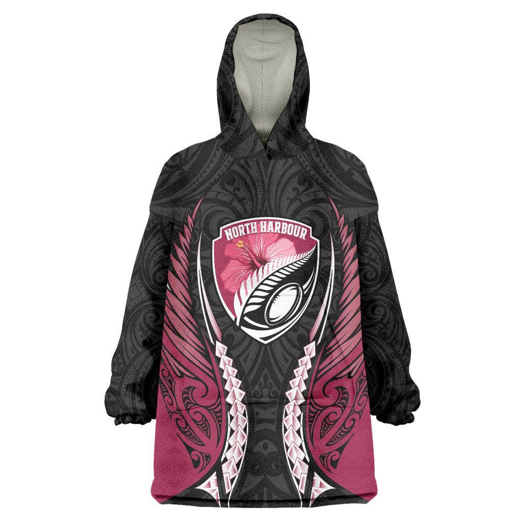 North Harbour 2026 Rugby Custom Wearable Blanket Hoodie NZ Maori Silver Fern
