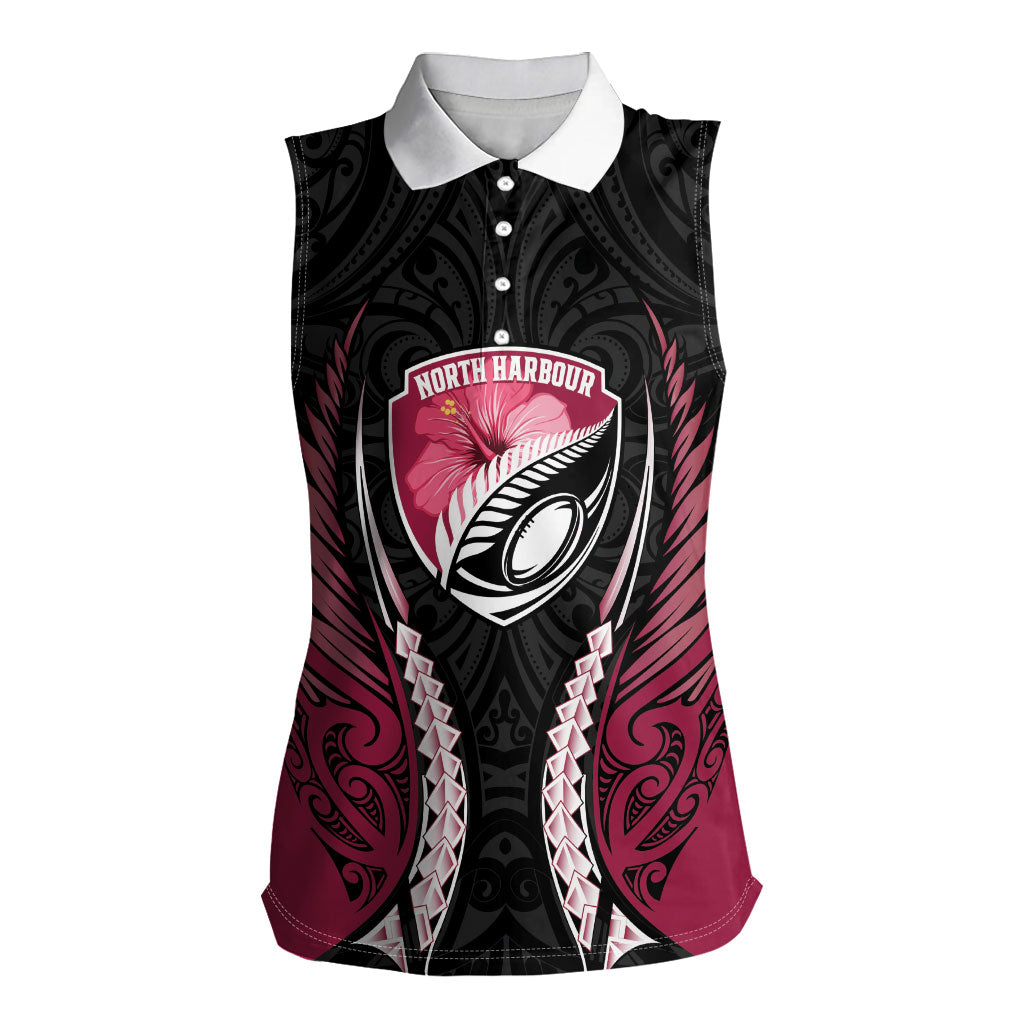 North Harbour 2026 Rugby Custom Women Sleeveless Polo Shirt NZ Maori Silver Fern