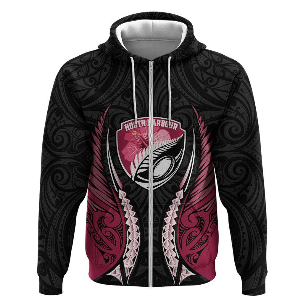 North Harbour 2026 Rugby Custom Zip Hoodie NZ Maori Silver Fern