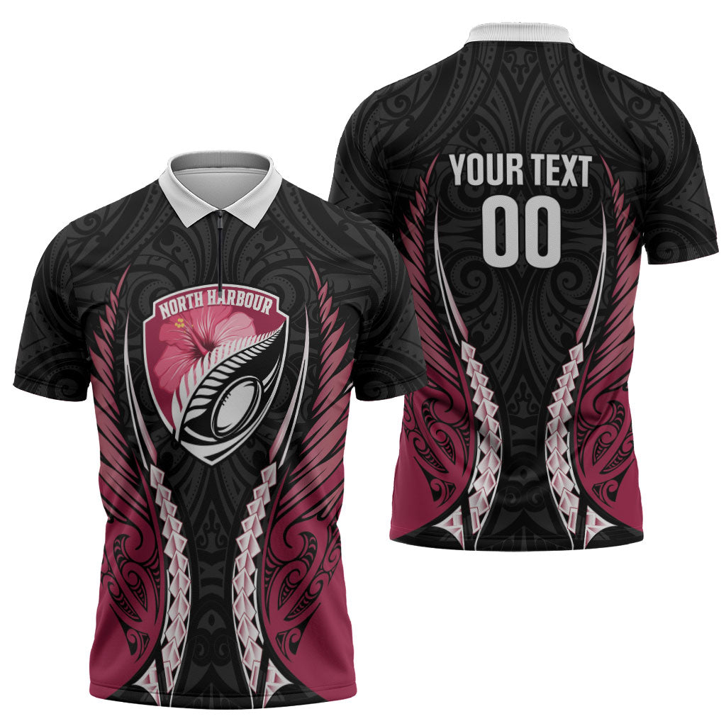 North Harbour 2026 Rugby Custom Zipper Polo Shirt NZ Maori Silver Fern