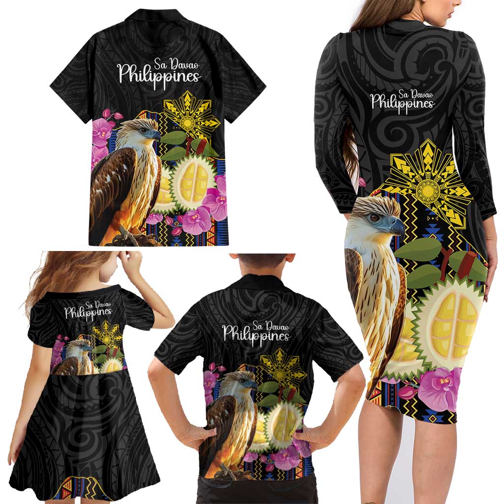 Kadayawan Philippines Family Matching Long Sleeve Bodycon Dress and Hawaiian Shirt Filipino Eagle Happy 39th Anniversary LT14 - Polynesian Pride