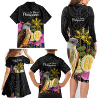 Kadayawan Philippines Family Matching Long Sleeve Bodycon Dress and Hawaiian Shirt Filipino Eagle Happy 39th Anniversary LT14 - Polynesian Pride