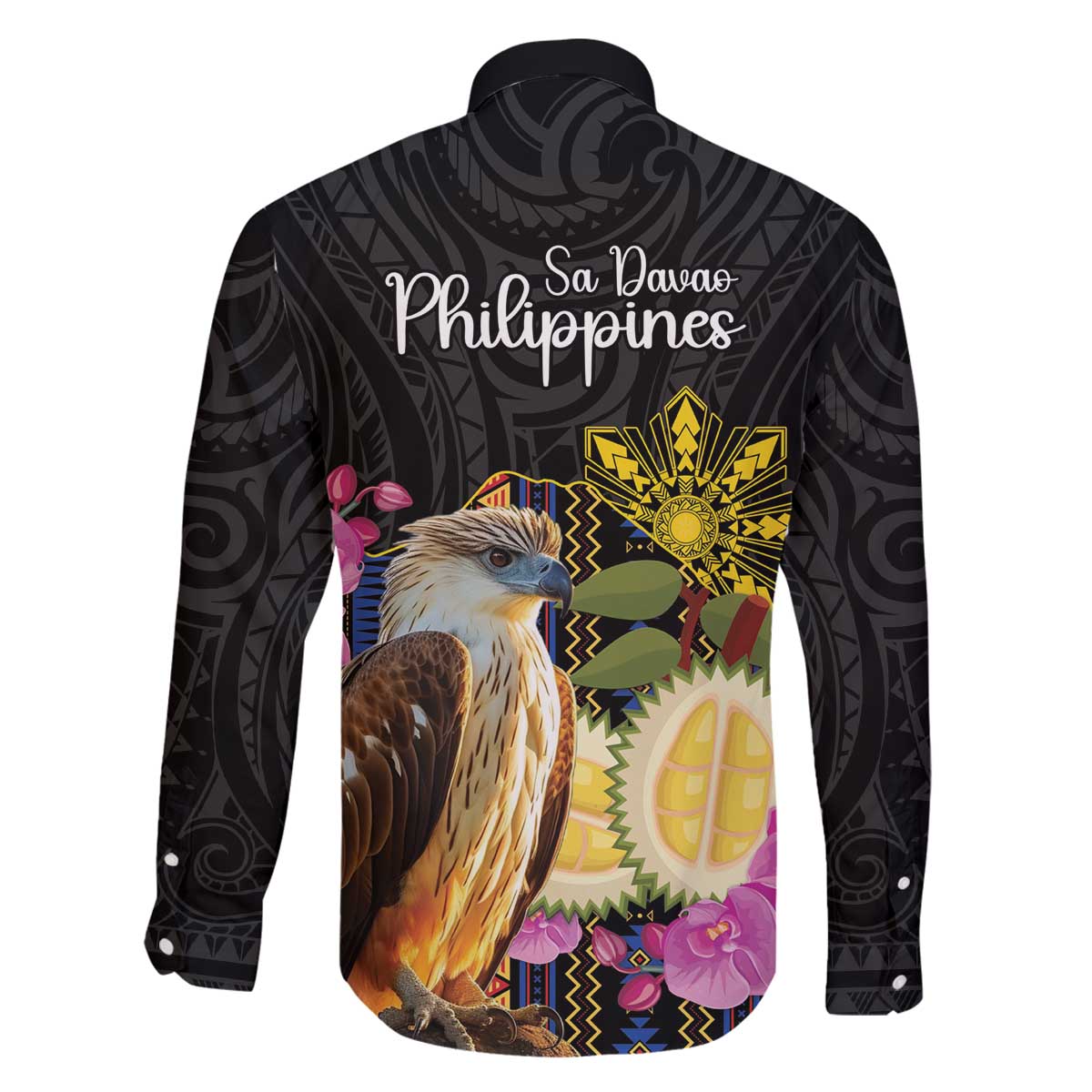 Kadayawan Philippines Family Matching Off The Shoulder Long Sleeve Dress and Hawaiian Shirt Filipino Eagle Happy 39th Anniversary LT14 - Polynesian Pride