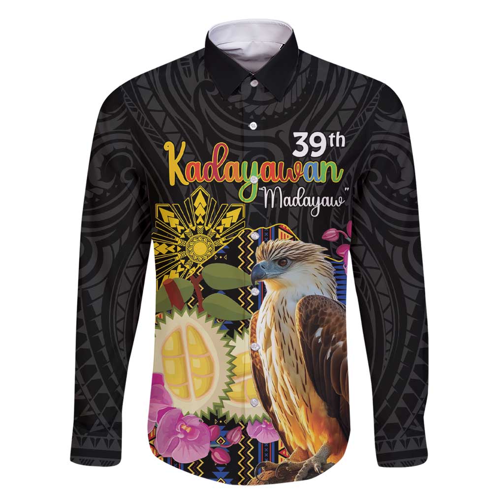 Kadayawan Philippines Family Matching Short Sleeve Bodycon Dress and Hawaiian Shirt Filipino Eagle Happy 39th Anniversary LT14 Dad's Shirt - Long Sleeve Black - Polynesian Pride