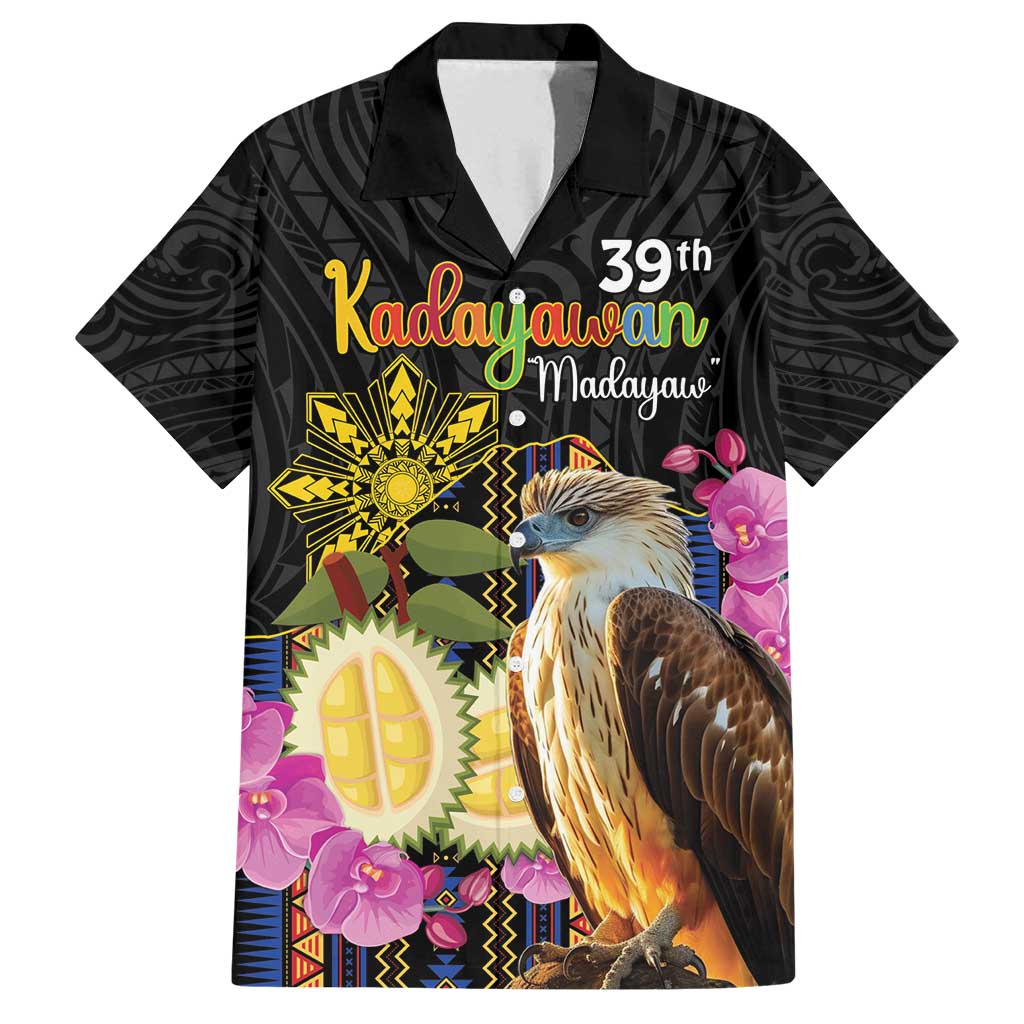 Kadayawan Philippines Family Matching Summer Maxi Dress and Hawaiian Shirt Filipino Eagle Happy 39th Anniversary LT14 Dad's Shirt - Short Sleeve Black - Polynesian Pride