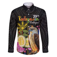 Kadayawan Philippines Family Matching Summer Maxi Dress and Hawaiian Shirt Filipino Eagle Happy 39th Anniversary LT14 Dad's Shirt - Long Sleeve Black - Polynesian Pride