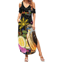 Kadayawan Philippines Family Matching Summer Maxi Dress and Hawaiian Shirt Filipino Eagle Happy 39th Anniversary LT14 Mom's Dress Black - Polynesian Pride