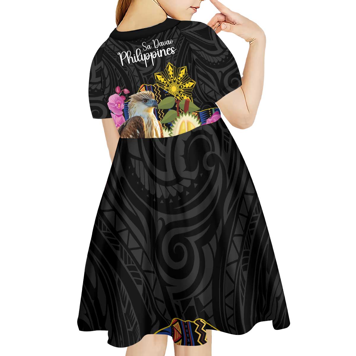 Kadayawan Philippines Kid Short Sleeve Dress Filipino Eagle Happy 39th Anniversary