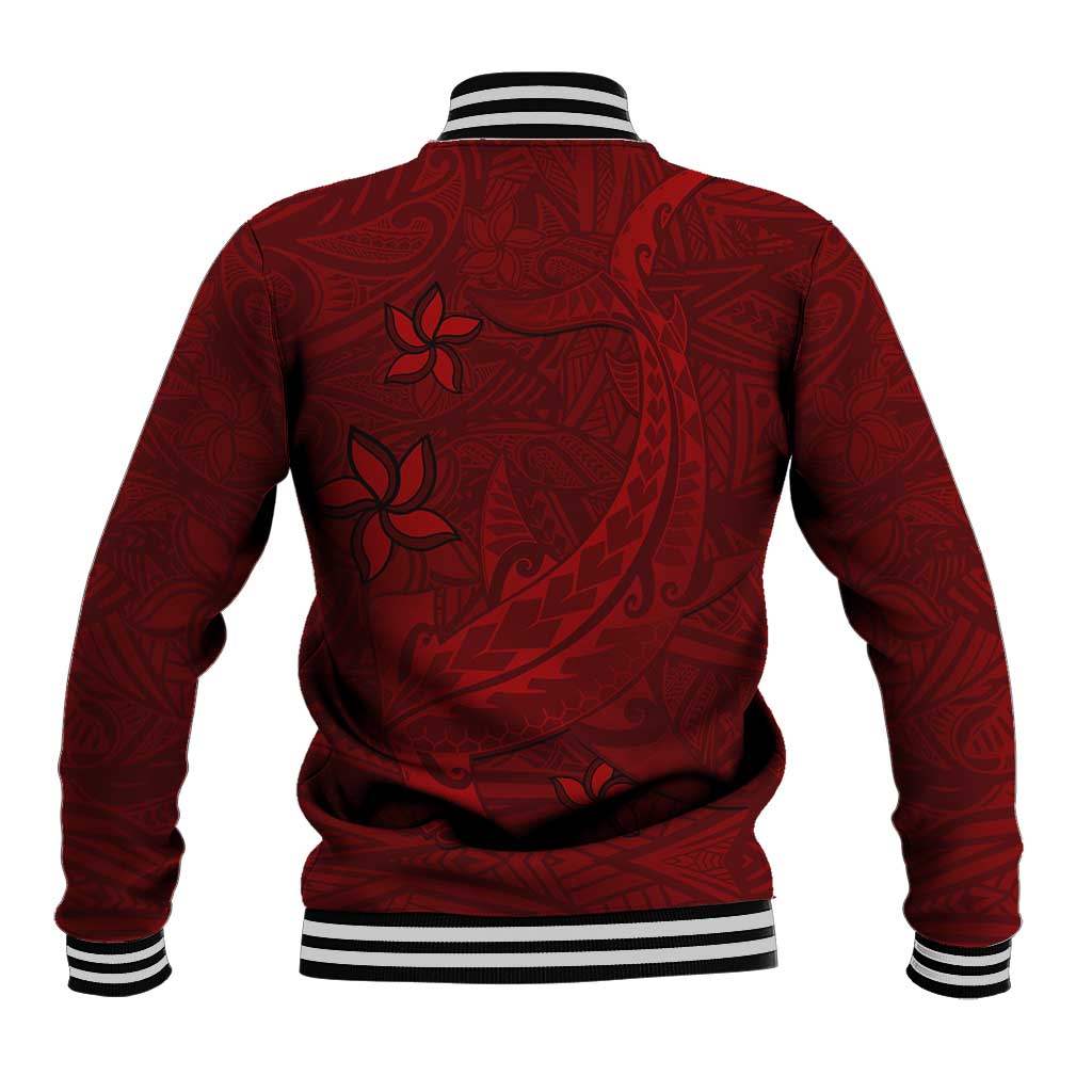 Oxblood Polynesia Baseball Jacket Hawaiian Tribal Hammerhead Shark Tattoo