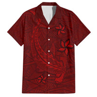 Oxblood Polynesia Family Matching Long Sleeve Bodycon Dress and Hawaiian Shirt Hawaiian Tribal Hammerhead Shark Tattoo LT14 Dad's Shirt - Short Sleeve Oxblood - Polynesian Pride