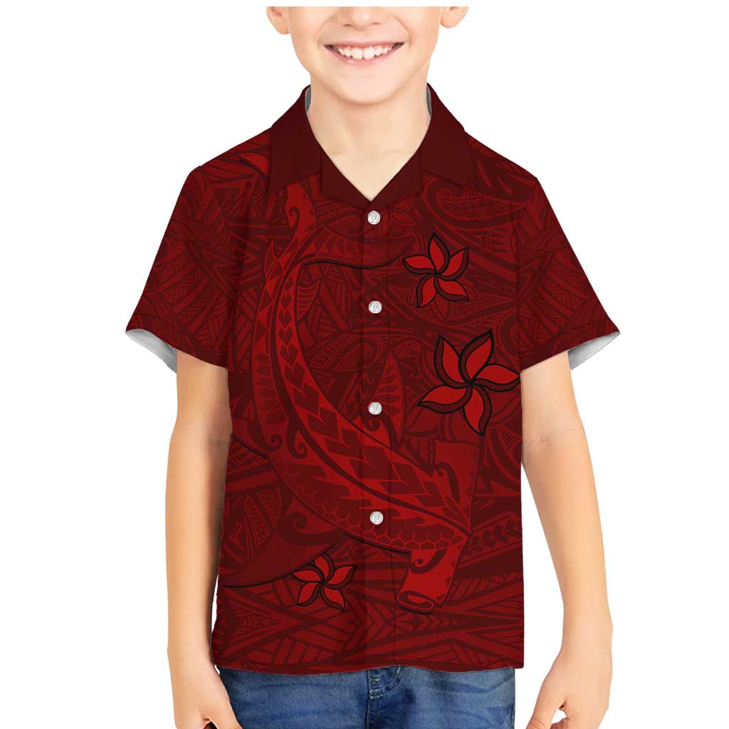 Oxblood Polynesia Family Matching Mermaid Dress and Hawaiian Shirt Hawaiian Tribal Hammerhead Shark Tattoo LT14 Son's Shirt Oxblood - Polynesian Pride