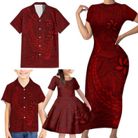 Oxblood Polynesia Family Matching Short Sleeve Bodycon Dress and Hawaiian Shirt Hawaiian Tribal Hammerhead Shark Tattoo LT14 - Polynesian Pride