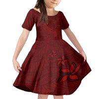 Oxblood Polynesia Family Matching Summer Maxi Dress and Hawaiian Shirt Hawaiian Tribal Hammerhead Shark Tattoo LT14 Daughter's Dress Oxblood - Polynesian Pride