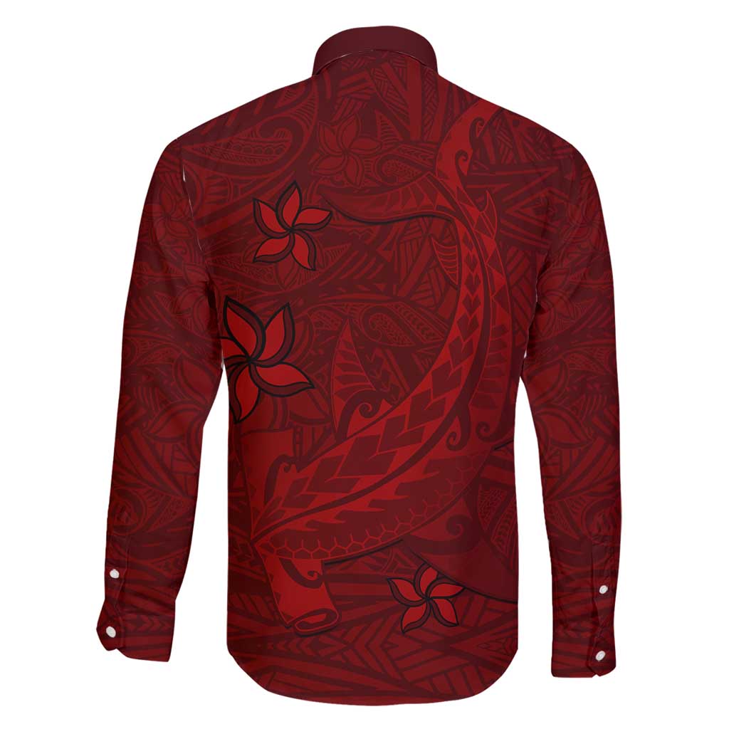 Oxblood Polynesia Family Matching Tank Maxi Dress and Hawaiian Shirt Hawaiian Tribal Hammerhead Shark Tattoo LT14 - Polynesian Pride