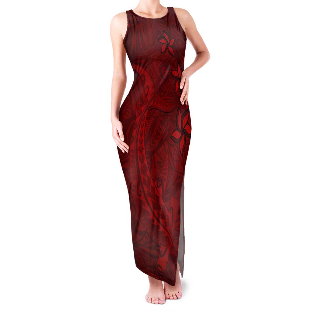 Oxblood Polynesia Family Matching Tank Maxi Dress and Hawaiian Shirt Hawaiian Tribal Hammerhead Shark Tattoo LT14 Mom's Dress Oxblood - Polynesian Pride