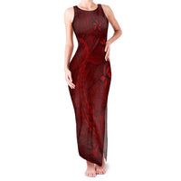 Oxblood Polynesia Family Matching Tank Maxi Dress and Hawaiian Shirt Hawaiian Tribal Hammerhead Shark Tattoo LT14 Mom's Dress Oxblood - Polynesian Pride