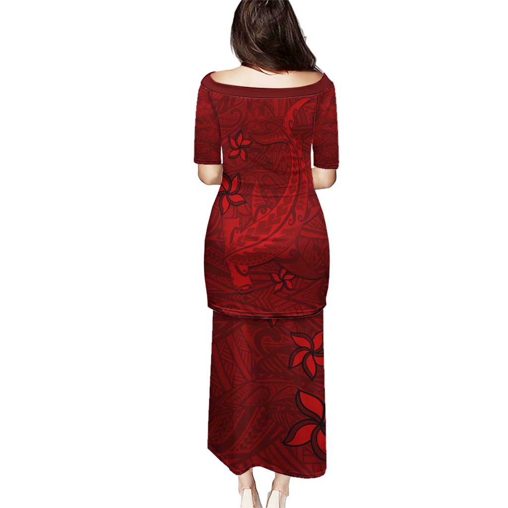 Oxblood Polynesia Puletasi Hawaiian Tribal Hammerhead Shark Tattoo