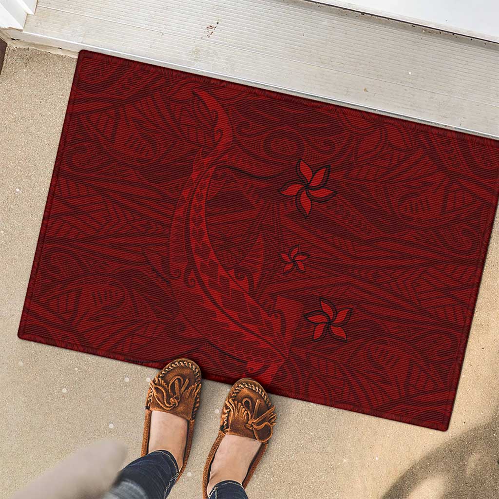 Oxblood Polynesia Rubber Doormat Hawaiian Tribal Hammerhead Shark Tattoo