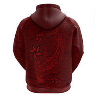 Oxblood Polynesia Zip Hoodie Hawaiian Tribal Hammerhead Shark Tattoo