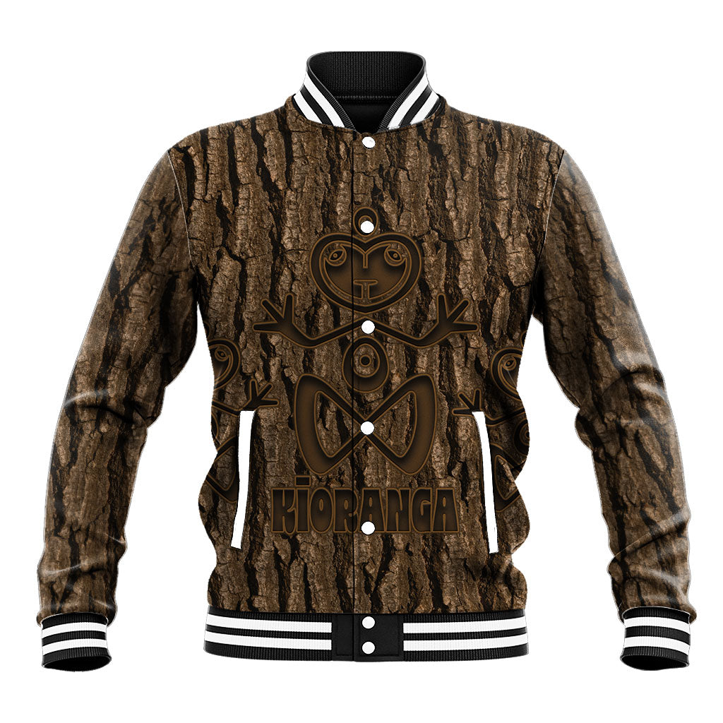Kioranga Moriori New Zealand Baseball Jacket Kopi Rakau Carving Art LT14 Unisex Brown - Polynesian Pride