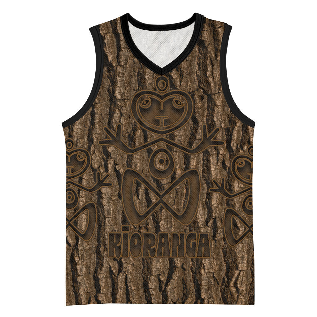 Kioranga Moriori New Zealand Basketball Jersey Kopi Rakau Carving Art LT14 Unisex Brown - Polynesian Pride