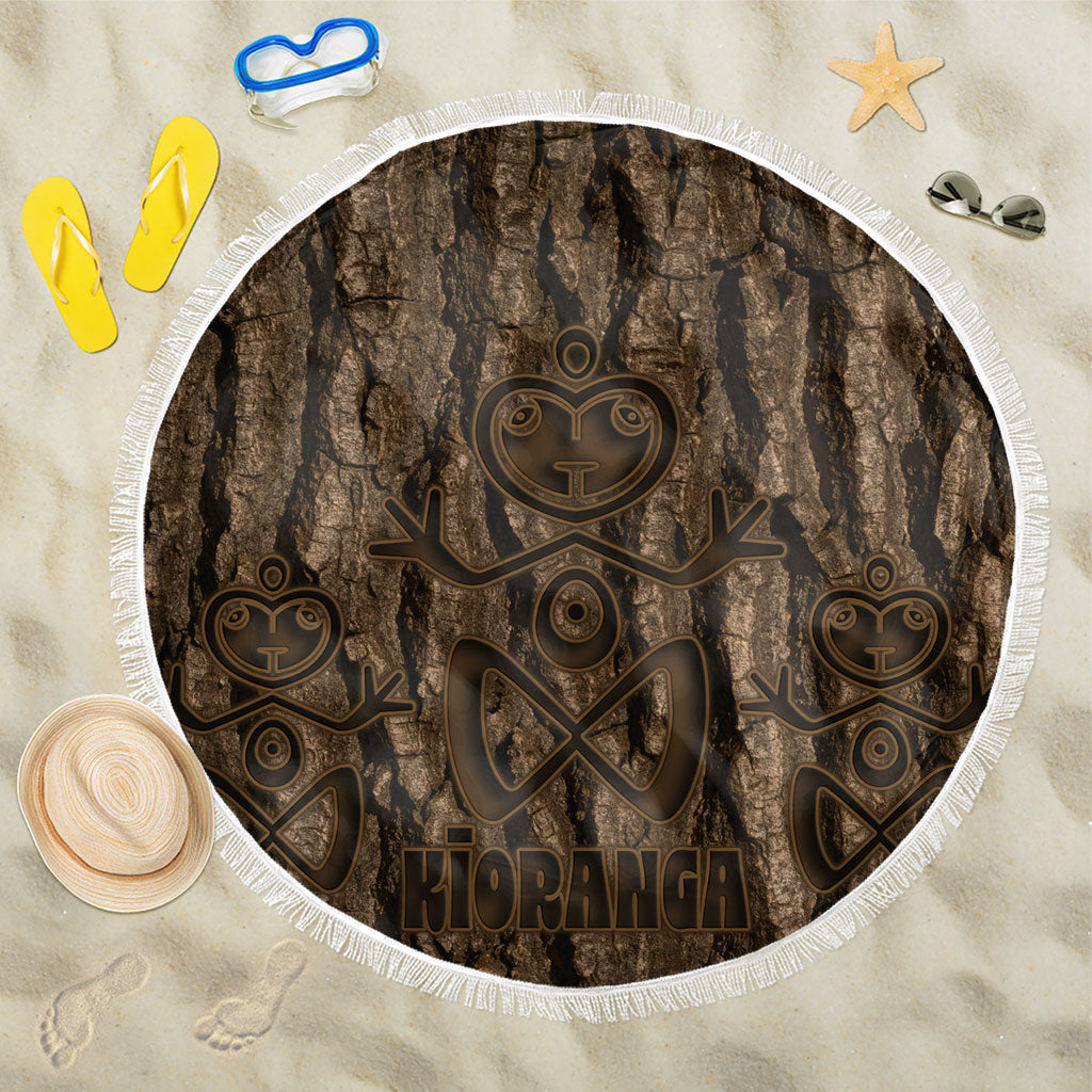 Kioranga Moriori New Zealand Beach Blanket Kopi Rakau Carving Art LT14 One Size 150cm Brown - Polynesian Pride