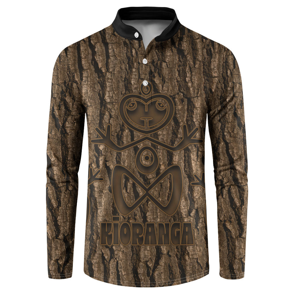 Kioranga Moriori New Zealand Button Sweatshirt Kopi Rakau Carving Art LT14 Brown - Polynesian Pride