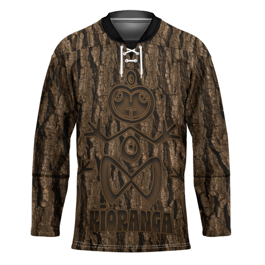 Kioranga Moriori New Zealand Hockey Jersey Kopi Rakau Carving Art LT14 Unisex Brown - Polynesian Pride