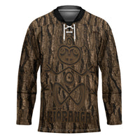 Kioranga Moriori New Zealand Hockey Jersey Kopi Rakau Carving Art LT14 Unisex Brown - Polynesian Pride