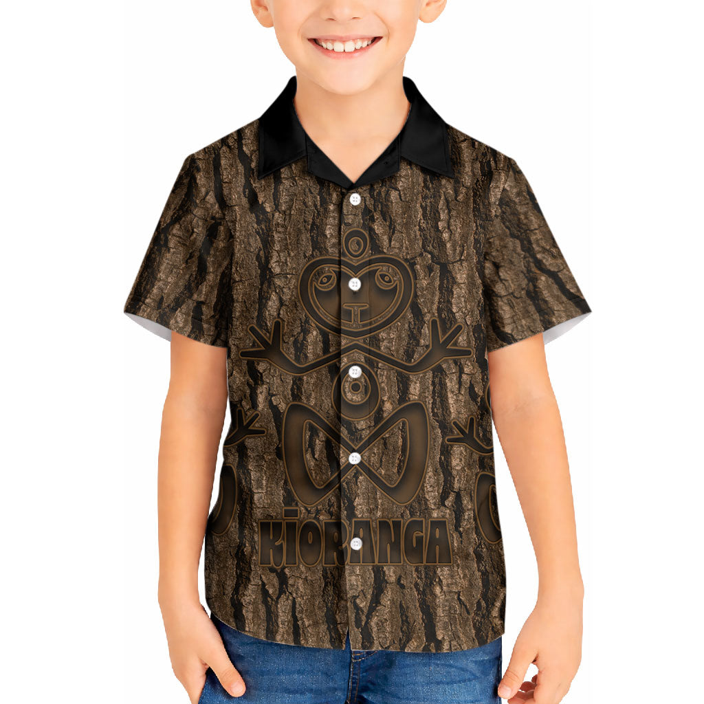 Kioranga Moriori New Zealand Kid Hawaiian Shirt Kopi Rakau Carving Art LT14 Kid Brown - Polynesian Pride