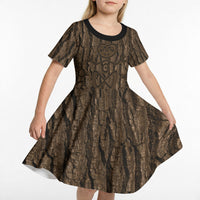 Kioranga Moriori New Zealand Kid Short Sleeve Dress Kopi Rakau Carving Art LT14 - Polynesian Pride