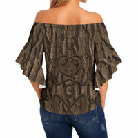 Kioranga Moriori New Zealand Off Shoulder Wrap Waist Top Kopi Rakau Carving Art LT14 - Polynesian Pride