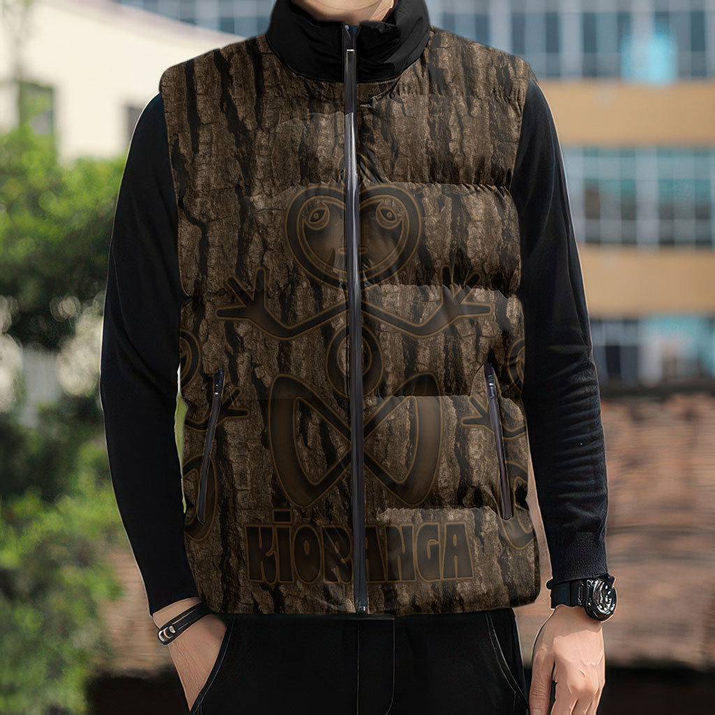 Kioranga Moriori New Zealand Sleeveless Puffer Jacket Kopi Rakau Carving Art LT14 - Polynesian Pride