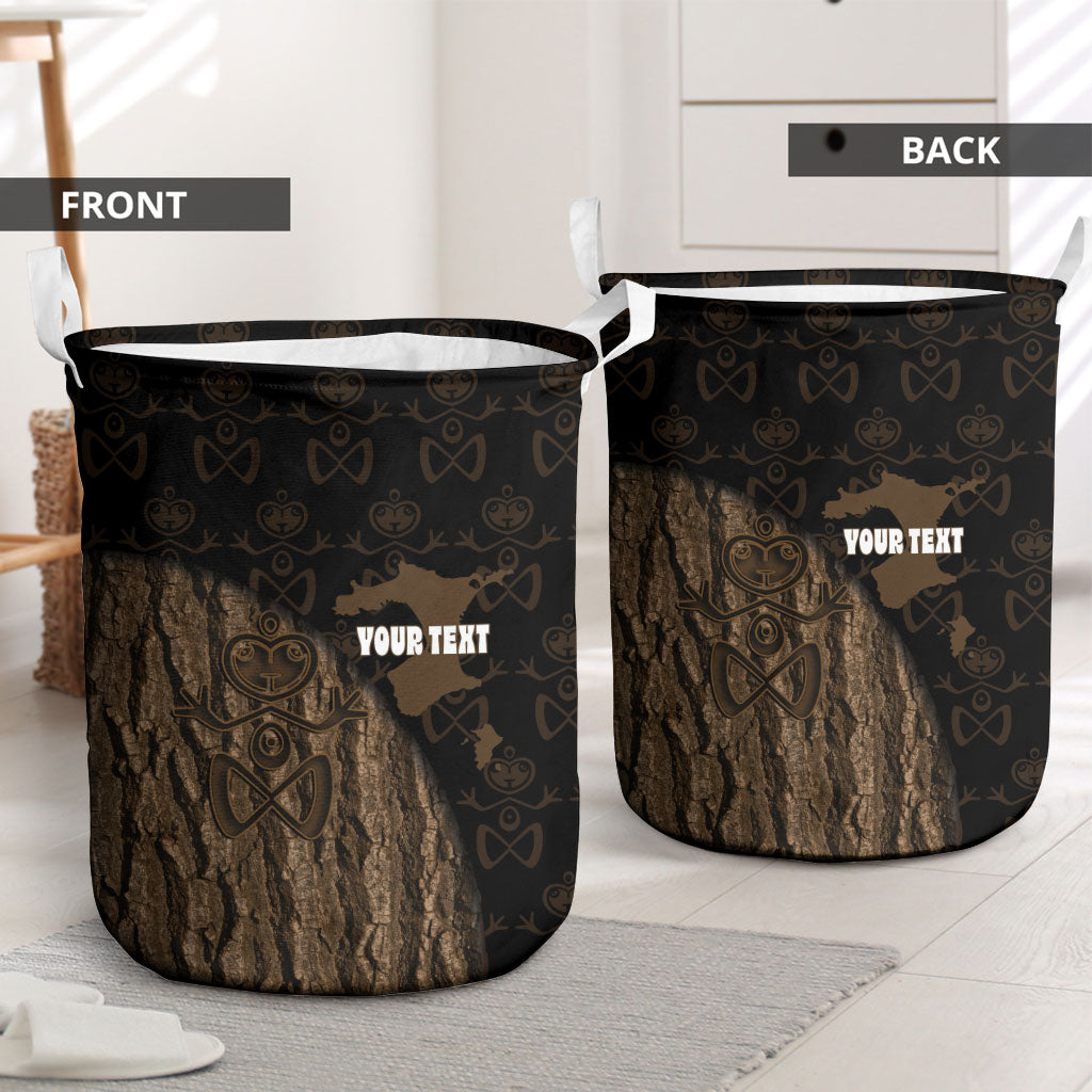 Moriori Kekoru New Zealand Personalised Laundry Basket Kopi Rakau Carving Chatham Islands Map LT14 - Polynesian Pride