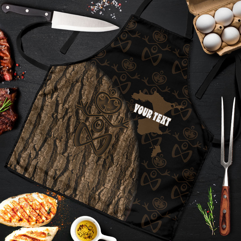 Moriori Kekoru New Zealand Personalised Apron Kopi Rakau Carving Chatham Islands Map LT14 Black - Polynesian Pride