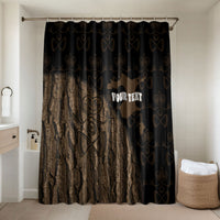 Moriori Kekoru New Zealand Personalised Bathroom Set Kopi Rakau Carving Chatham Islands Map LT14 Shower Curtain Only Black - Polynesian Pride