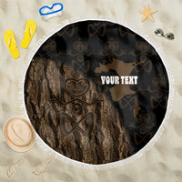 Moriori Kekoru New Zealand Personalised Beach Blanket Kopi Rakau Carving Chatham Islands Map LT14 One Size 150cm Black - Polynesian Pride