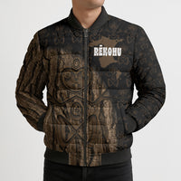 Moriori Kekoru New Zealand Personalised Bomber Puffer Jacket Kopi Rakau Carving Chatham Islands Map LT14 - Polynesian Pride
