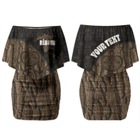 Moriori Kekoru New Zealand Personalised Couples Matching Off Shoulder Short Dress and Long Sleeve Button Shirt Kopi Rakau Carving Chatham Islands Map LT14 - Polynesian Pride