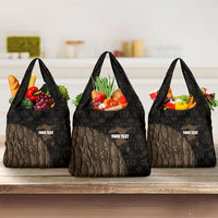 Moriori Kekoru New Zealand Personalised Grocery Bag Kopi Rakau Carving Chatham Islands Map LT14 3-pack One Size Black - Polynesian Pride
