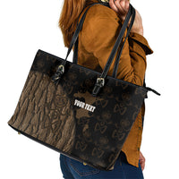 Moriori Kekoru New Zealand Personalised Leather Tote Bag Kopi Rakau Carving Chatham Islands Map LT14 - Polynesian Pride