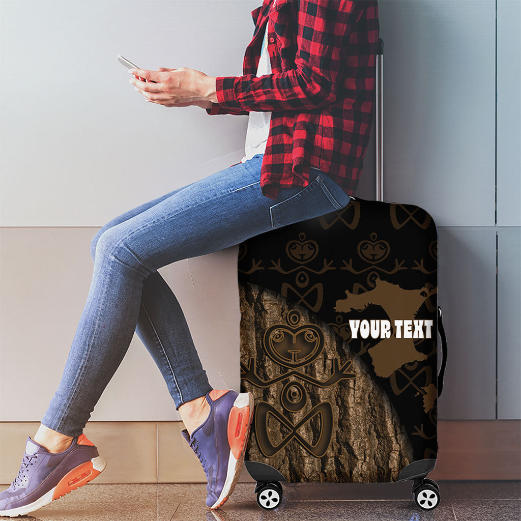 Moriori Kekoru New Zealand Personalised Luggage Cover Kopi Rakau Carving Chatham Islands Map LT14 - Polynesian Pride