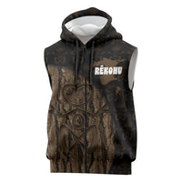 Moriori Kekoru New Zealand Personalised Sleeveless Zip Hoodie Kopi Rakau Carving Chatham Islands Map LT14 Black - Polynesian Pride