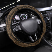 Moriori Kekoru New Zealand Steering Wheel Cover Kopi Rakau Carving Chatham Islands Map LT14 Universal Fit Black - Polynesian Pride