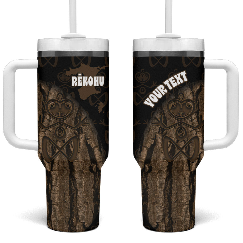 Moriori Kekoru New Zealand Personalised Tumbler With Handle Kopi Rakau Carving Chatham Islands Map LT14 One Size: 40 oz Black - Polynesian Pride