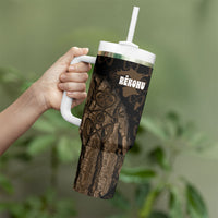 Moriori Kekoru New Zealand Personalised Tumbler With Handle Kopi Rakau Carving Chatham Islands Map LT14 - Polynesian Pride