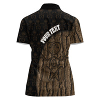 Moriori Kekoru New Zealand Personalised Women Polo Shirt Kopi Rakau Carving Chatham Islands Map LT14 - Polynesian Pride